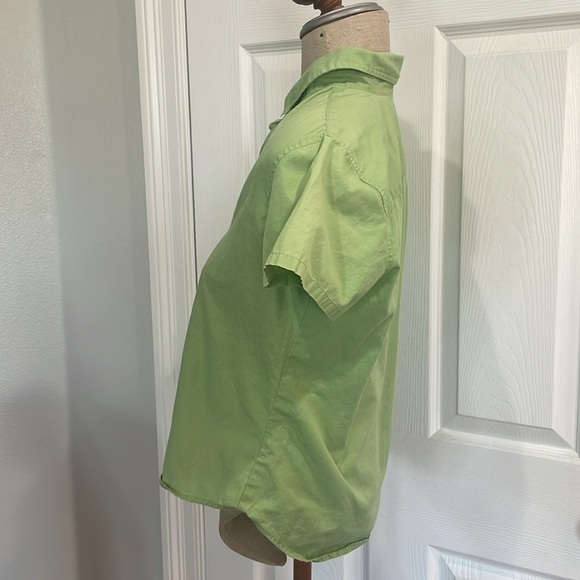 Y2K Gap short sleeve button-down blouse, 100% cotton shirt green women’s size XS - Picture 5 of 8